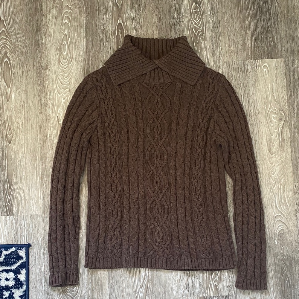 JEANNE PIERRE Brown Cable Knit Sweater
